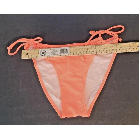 Woman Medium Orange Ruffle Bikini Set Top/ Low Rise Bottom Removable Straps - Picture 11 of 12